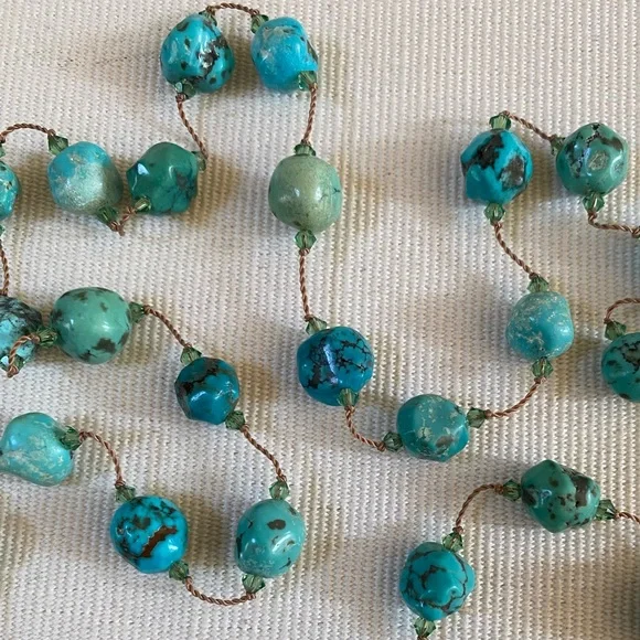 MARGO MORRISON TURQUOISE NECKLACE 36” HANDMADE